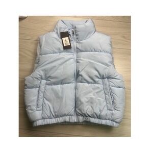 Streetwear Society Puffer Vest Light Blue Mock Neck Zip Front Women's Size M